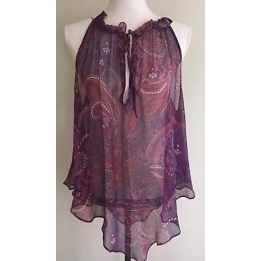 💜 Intermix Sheer PaisLey
Sleeveless Blouse swim beach coverup
